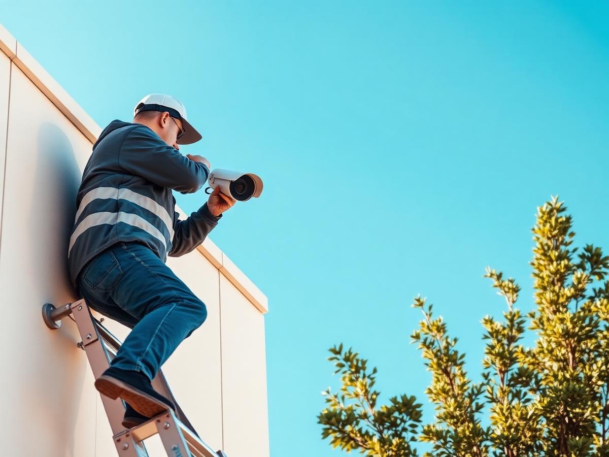UT Technology technician servicing a CCTV camera on site